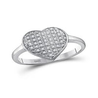 Diamond Princess 10kt бяло злато дамски кръг Diamond Heart Cluster Ring Cttw