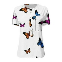 Дамски върхове с къс ръкав графични щампи блуза свободни жени летни ризи от Хенли Сини 4XL