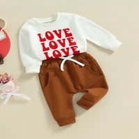 Bagilaanoe Toddler Baby Boy Girl Long Pants Set Letter Print Sweatshirt Pullir