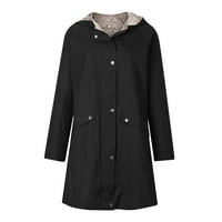 Symoid Womens Coats & Jackets с качулка- тренчково палто със средна дължина твърдо небрежно разхлабено яке с джобно палто черно s