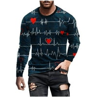 Мъже с дълъг ръкав просвета на риза на открито ежедневно кръгло вратна вратна пуловер пуловер Свети Валентин 3D отпечатани мъжки тениска блуза флот размер xxxxl