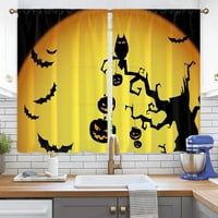 Гури Хелоуин полупрозрачен прът за джобни кухненски завеси модерен декор за спалня драпи луксозни нива на хол Прозорм завеса стил-D W: 28 H: 47