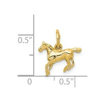 14k жълто злато чар висулка тематичен полиран кон