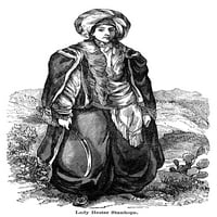 Hester Lucy Stanhope n. Английски пътешественик. Гравиране на дърво, 19 век. Печат на плакат от