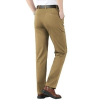 Xinqinghao Lounge Pants Мъжки тънки панталони твърди цветове с висока талия еластични ежедневни бизнес панталони товарни панталони khaki m