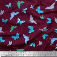 Soimoi Purple Modal Satin Fabric Butterflies Butterfly Fabric щампи по двор широк