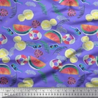 Soimoi Georgette Viscose Fabric Fruits, Swim Ring & Goggles Summer Designs Print Sheing Fabric Wide Yard