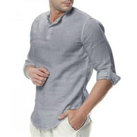 Tdoqot Мъжки ризи с дълъг ръкав-торбисти памук и бельо плътно късо ръкав с тениски с тениски с тениски с деколте с деколте