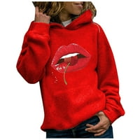 Homenesgenics Zip Sweatshirts за женски небрежен качулка пуловер женски суичър за печат с дълъг ръкав пот