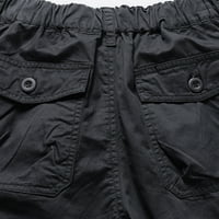 Мъжки товарни панталони твърди цвят плюс размер памук мулти-джоба устойчиви гащеризон панталони еластични талии кльощави панталони