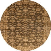 Ahgly Company Indoor Round Abstract Saddle Brown Oriental Area Rugs, 3 'кръг