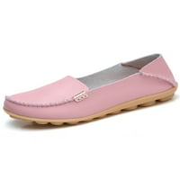 Lumento жени мокайки кожени ежедневни обувки Slip on Flats Fashion Moccasins Comfort Nurse Shoe Pink 8