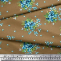 Soimoi Poly Georgette Fabric Leaves & Madhabilata Floral Printed Craft Fabric край двора