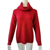 Entyinea женски пуловер големи пуловери, които са пуловери с дълъг ръкав, разхлабени върхове червени xxl
