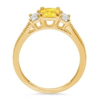 1.82ct изумруден режещ жълт симулиран диамант 18k жълто злато годишнина годежен каменният пръстен размер 8.5