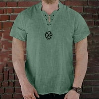 Ризи за мъже, свободни прилепнали солидна снежинка щампа с тениски с тениски с тениски с тениски с тениска с късо ръкав, удобни меки бързи сухи блуза отгоре зелено s