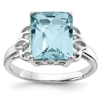 Твърди стерлингов сребърен шахмарт нарязана светлина швейцарско синьо годежен пръстен с годежен пръстен с размер 7