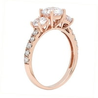 2. CT Brilliant Round Cut Истински култивиран диамант VS1-VS G-H 18K Rose Gold Три камък Обещайте сватбена изявление Дизайнер Дизайнер Размер на пръстена 4.5