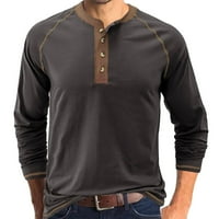 Gubotare големи мъжки тениски бутон кръг на шията плътна цветна блуза бутон с дълъг ръкав отгоре дъно риза