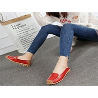 Дамски обувки за предни разходи приплъзване на мокасини за шиене на апартаменти офис комфорт мокасини жени пачуърк ежедневна обувка червено 8.5