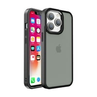 За Apple iPhone Pro Ma 6. Полирано масло дебело акрилен метален копче за хибриден калъф - черно