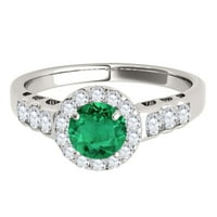 Aonejewelry 1. Ct. Halo Emerald and Diamond годежен пръстен в 14K плътно бяло злато