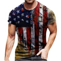 Fridja Men's USA Flag Tee, човек ежедневно O-деколтета Ден на независимостта с къс ръкав разхлабена тениска блуза