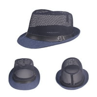 Kripyery Men Fedora Wide Brim Mesh Spring Summer Pure Color Low-Profile Sunshade Hat for Outdoor