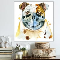 Art DesignArt Портрет на бик куче с маска на устата животни платно от печат на стена. широк в. Високо