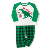 Huakaishijie Коледа семейство съвпадение на пижами комплект динозавър печат за сън